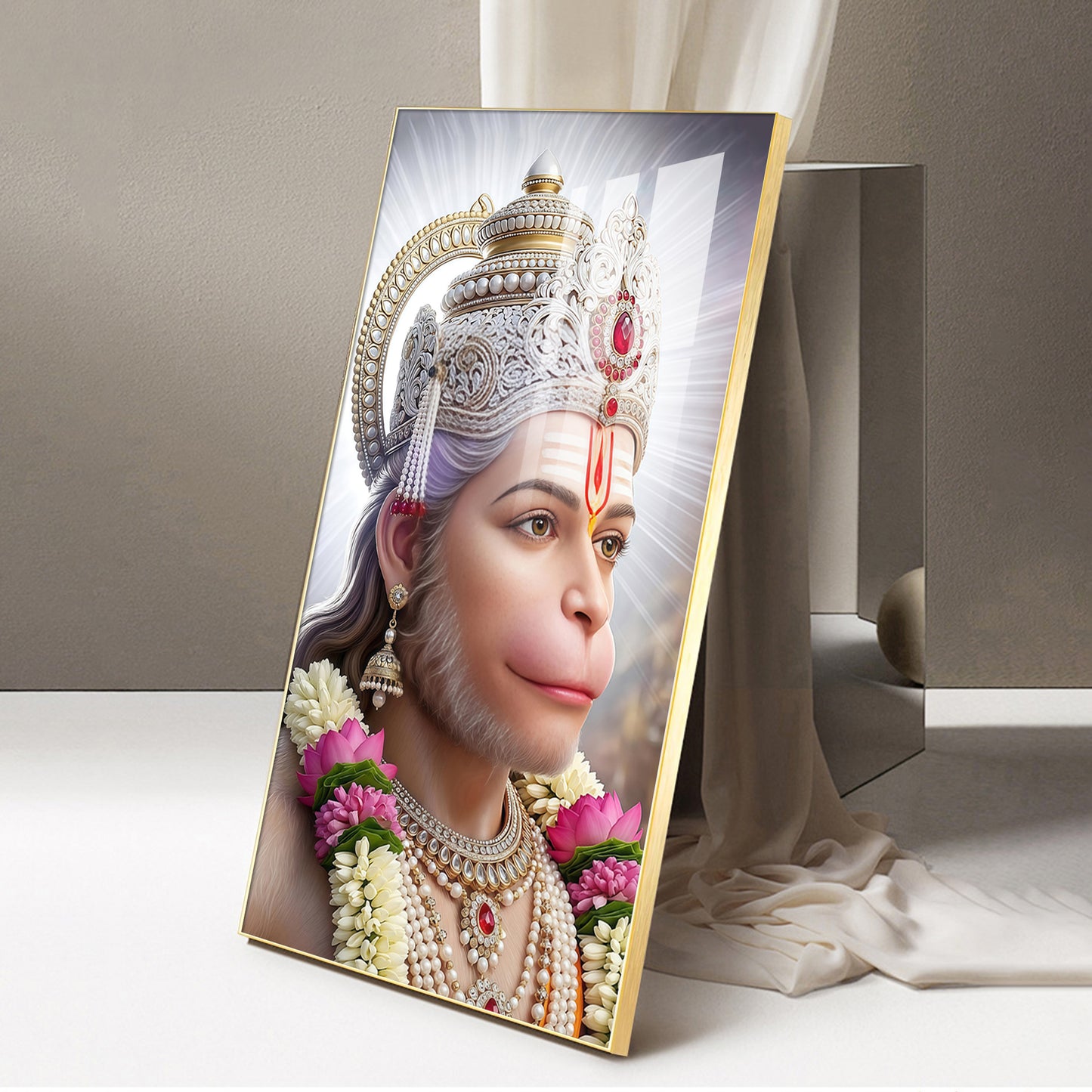 Pavan Putra Hanuman Ji Glass Finish Vertical Wall Art