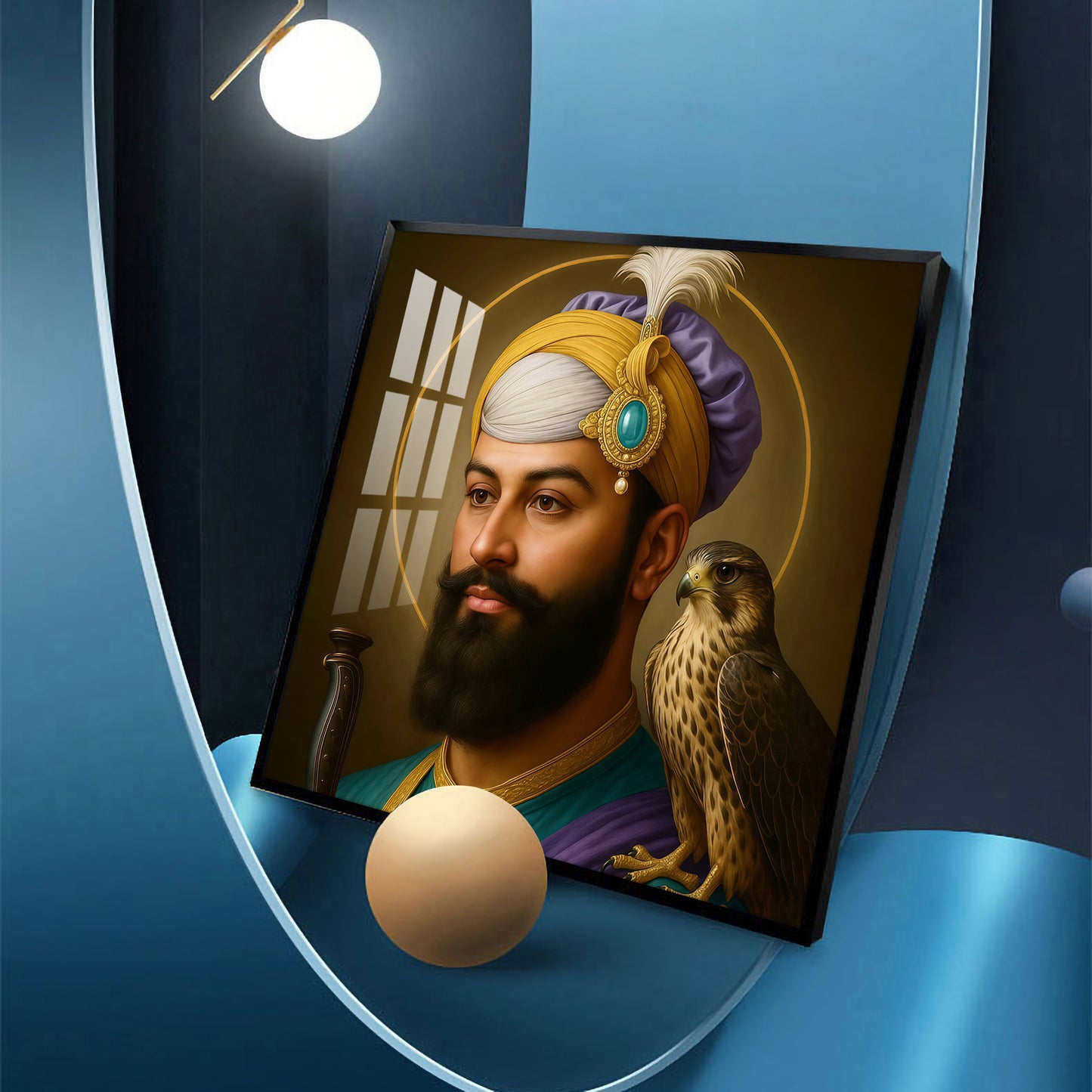 Waheguru Ji Glass Finish Square Wall Art