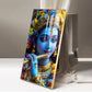 Blue Krishna Glass Finish Vertical Wall Art