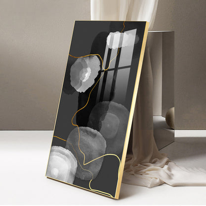 Black and White Symphony Glass Finish Vertical Wall Art