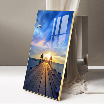 Seagull's Haven Glass Finish Vertical Wall Art