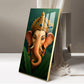 Vibrant Lord ganesha Artwork Glass Finish Vertical Wall Art