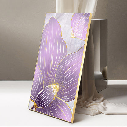 Purple Orchid Glass Finish Vertical Wall Art