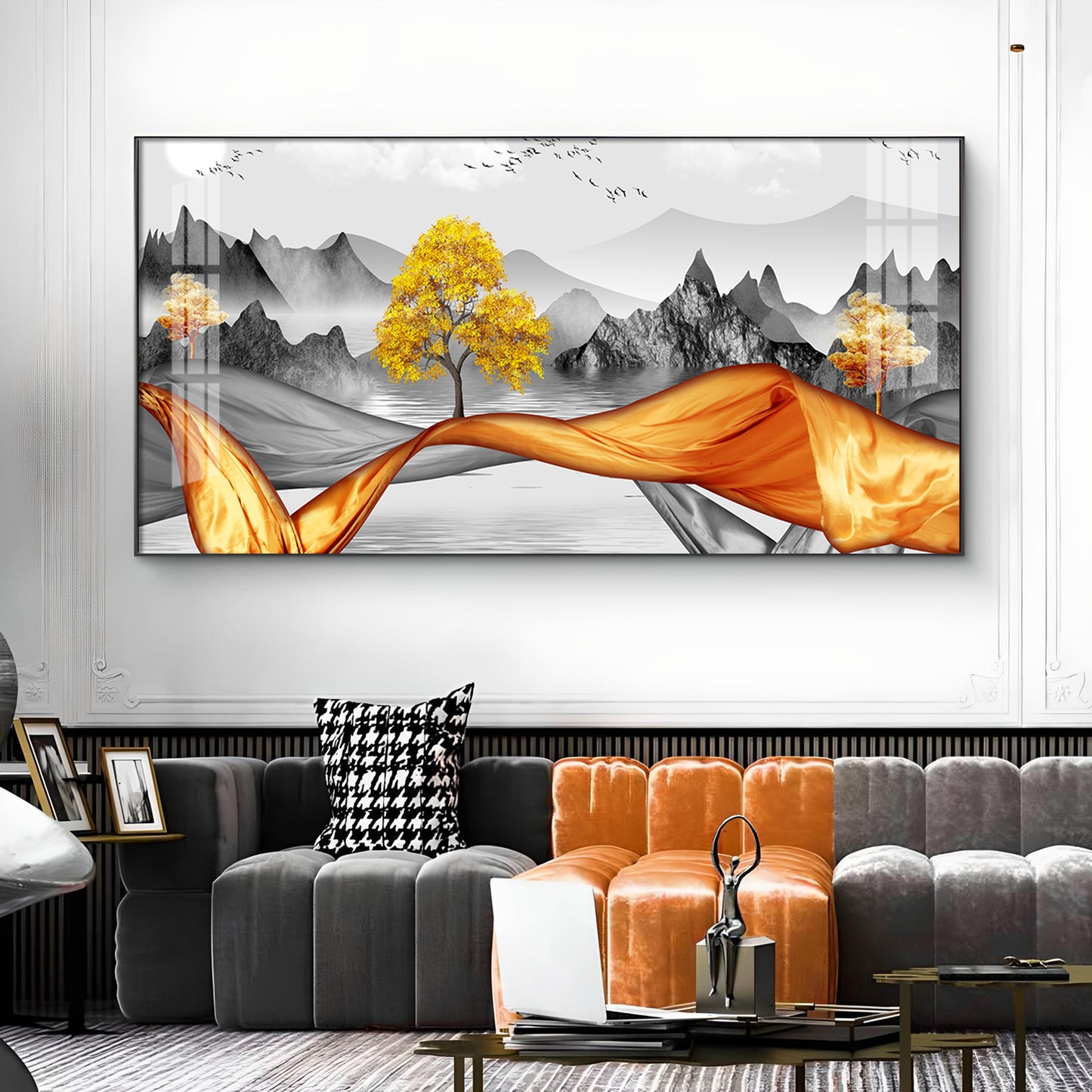 Autumnal Elegance Glass Finish Horizontal Wall Art