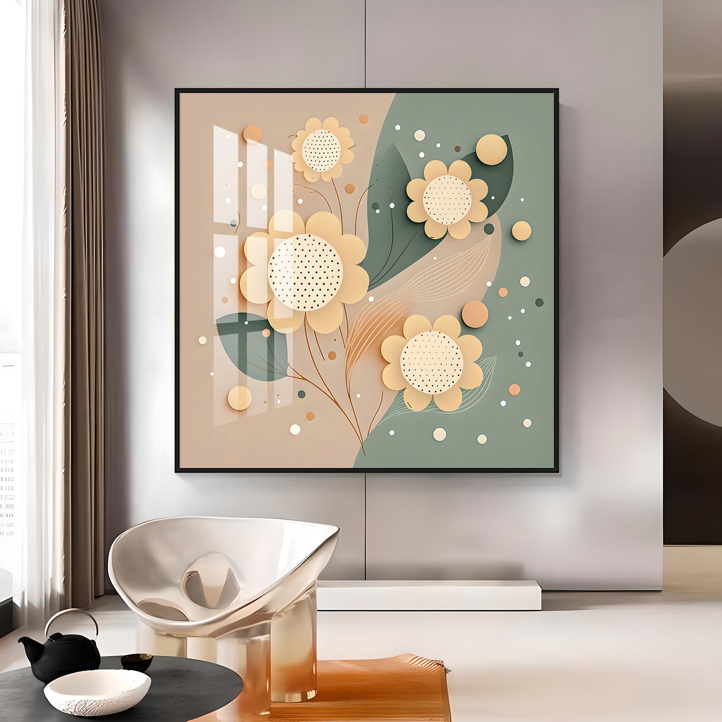 Petal Palette Glass Finish Square Wall Art