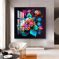 Blossom Noir Glass Finish Square Wall Art
