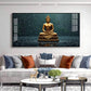 Golden Calm Budha Glass Finish Horizontal Wall Art