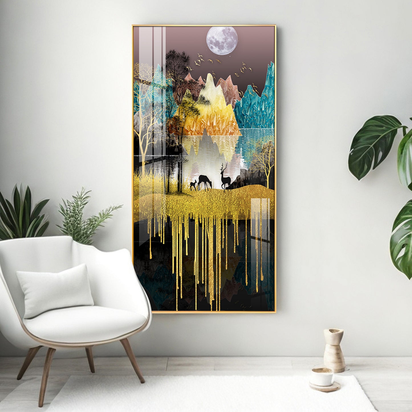 Forest Serenity Glass Finish Vertical Wall Art