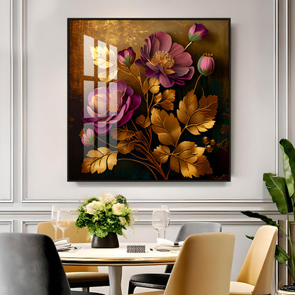 Petals in Harmony Glass Finish Square Wall Art