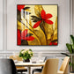 Scarlet Bloom Glass Finish Square Wall Art