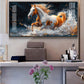 One Horse Running Glass Finish Horizontal Wall Art