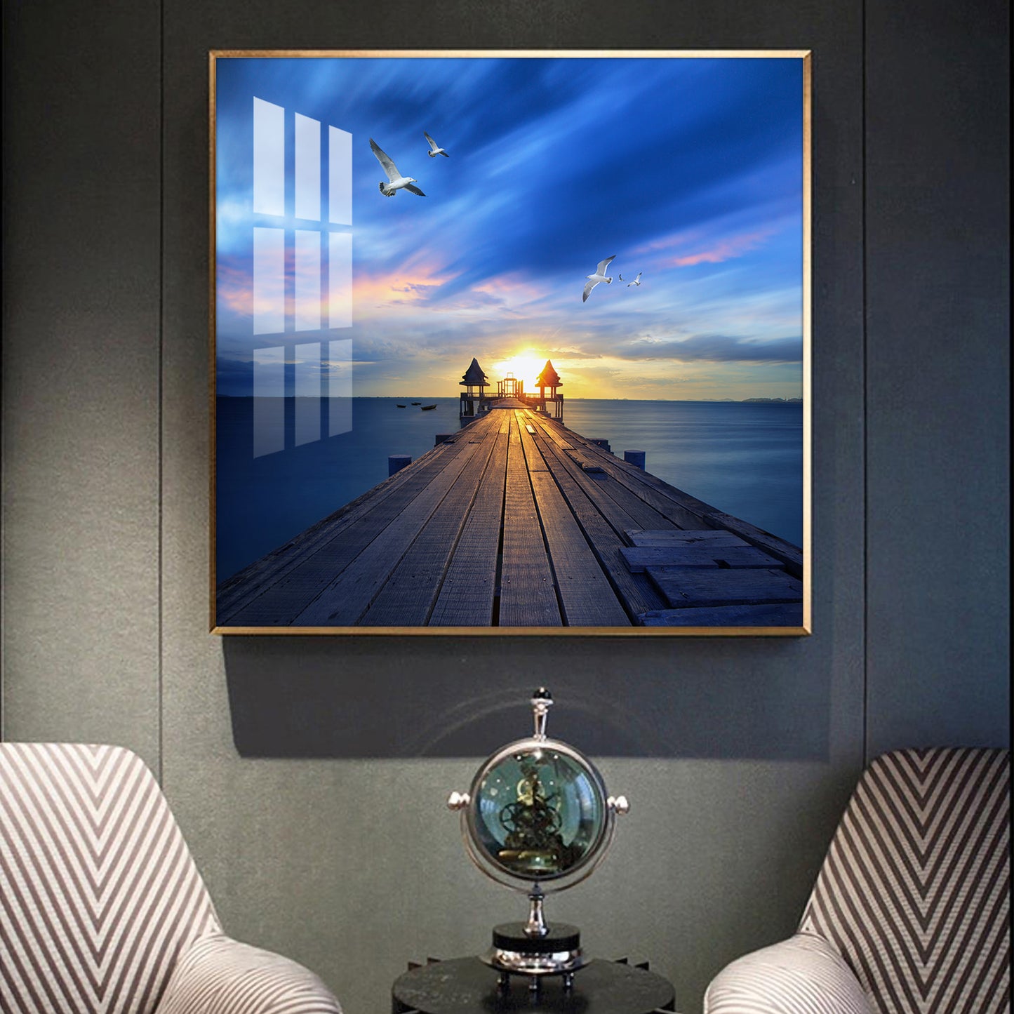 Sunset Vision Glass Finish Square Wall Art