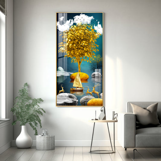 The Living Art Glass Finish Vertical Wall Art