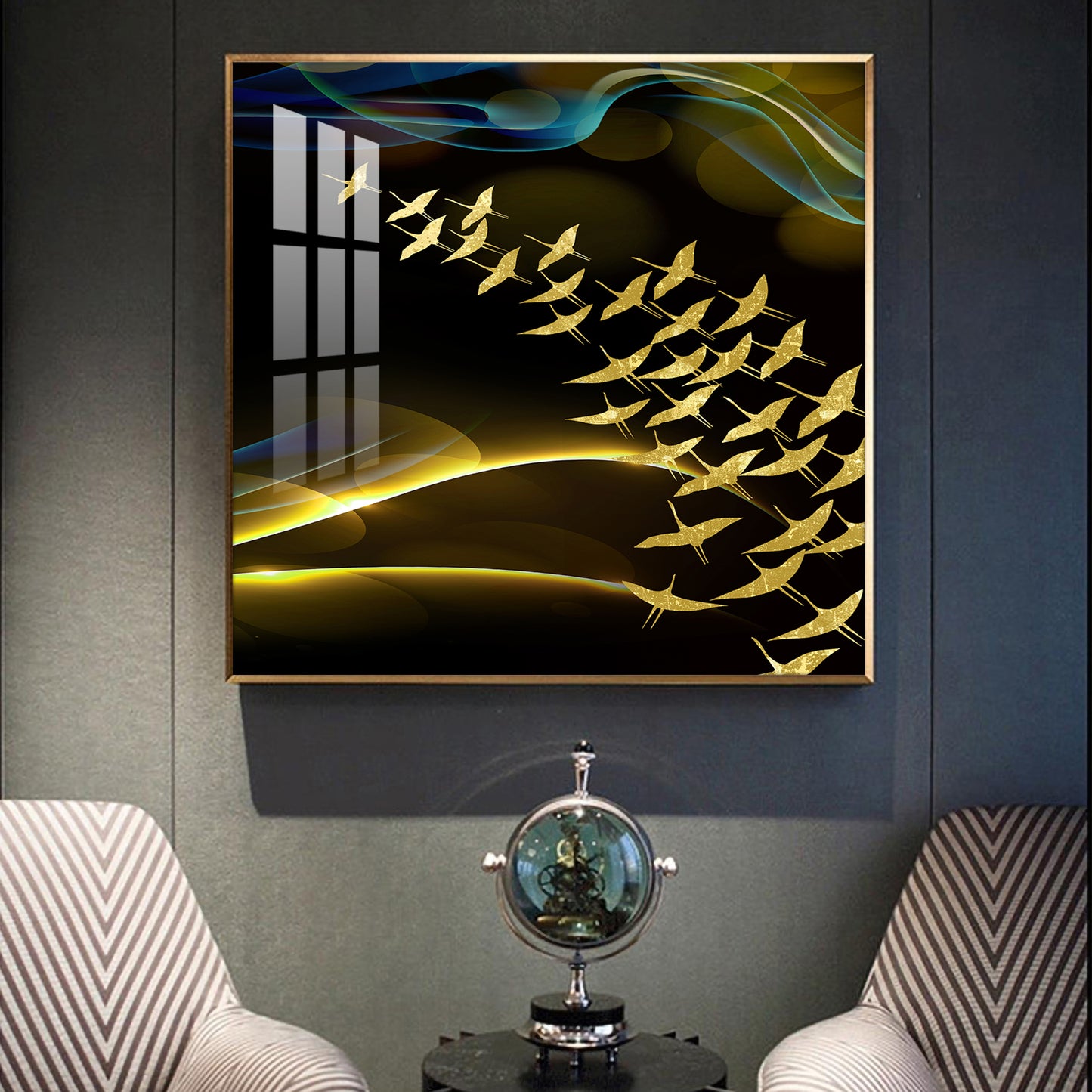 Horizon of Wings Glass Finish Square Wall Art