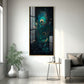 Peacock Feather Retreat Glass Finish Vertical Wall Art