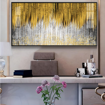 Functional Golden Line Glass Finish Horizontal Wall Art