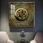 Noir & Gold Fish Glass Finish Square Wall Art