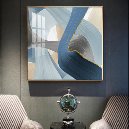 Blue Abstraction Glass Finish Square Wall Art