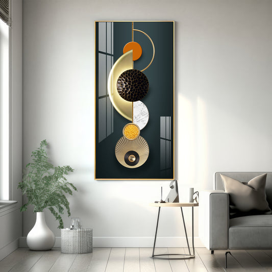 Hemicycle Design Glass Finish Vertical Wall Art