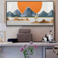 Boat And Sunset Scenery Glass Finish Horizontal Wall Art