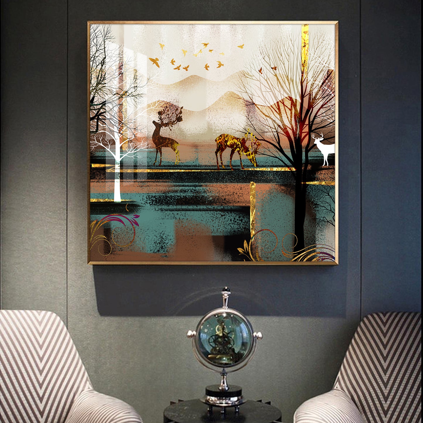 Modern Wildlife Glass Finish Square Wall Art