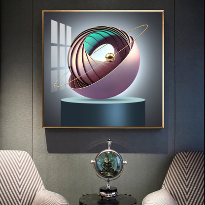 Aureate Ringed Sphere Glass Finish Square Wall Art