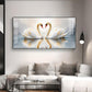 Two White Swan Glass Finish Horizontal Wall Art