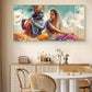 Radhe Krishna Loving Glass Finish Horizontal Wall Art