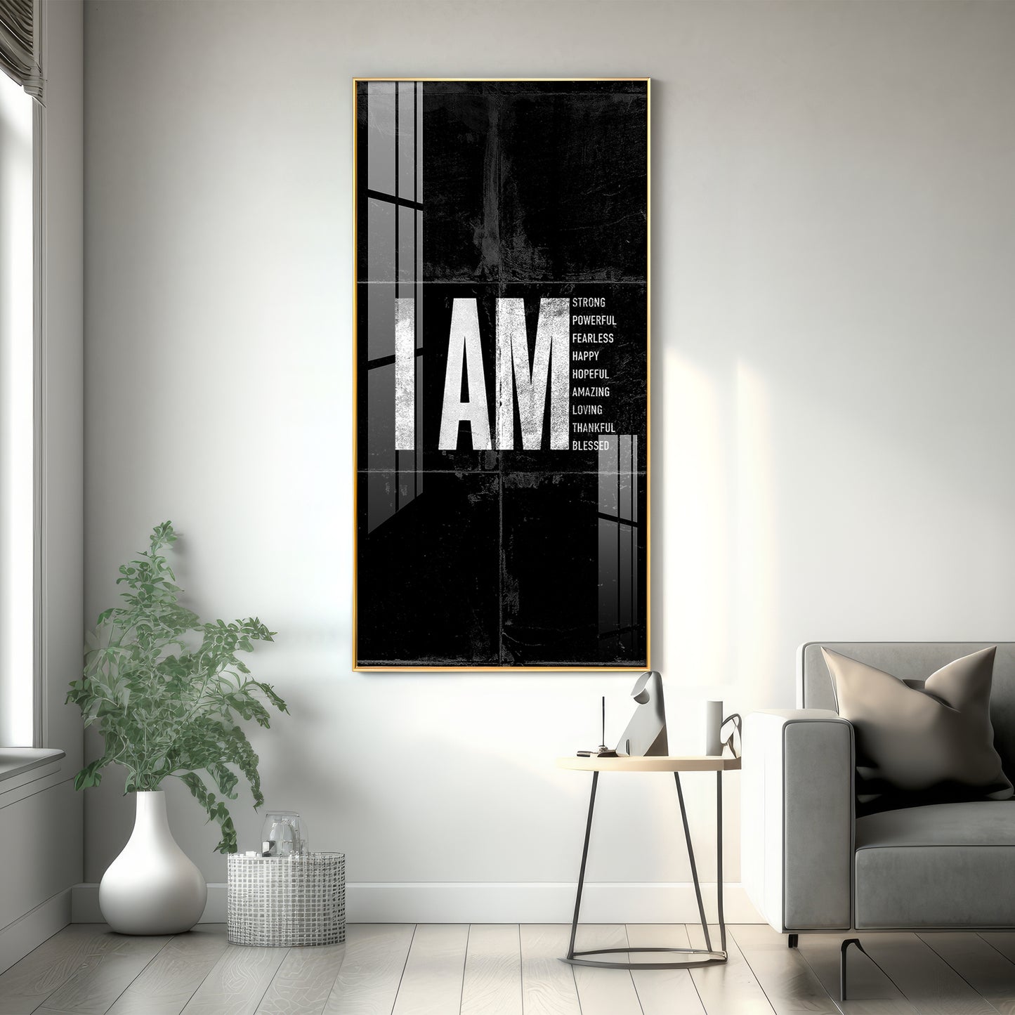 Clean Lines Motivational Glass Finish Vertical Wall Art