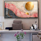 Pink and Gold Marble Stone Texture Glass Finish Horizontal Wall Art