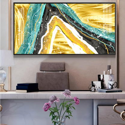 Colorful Marble Finish Glass Finish Horizontal Wall Art