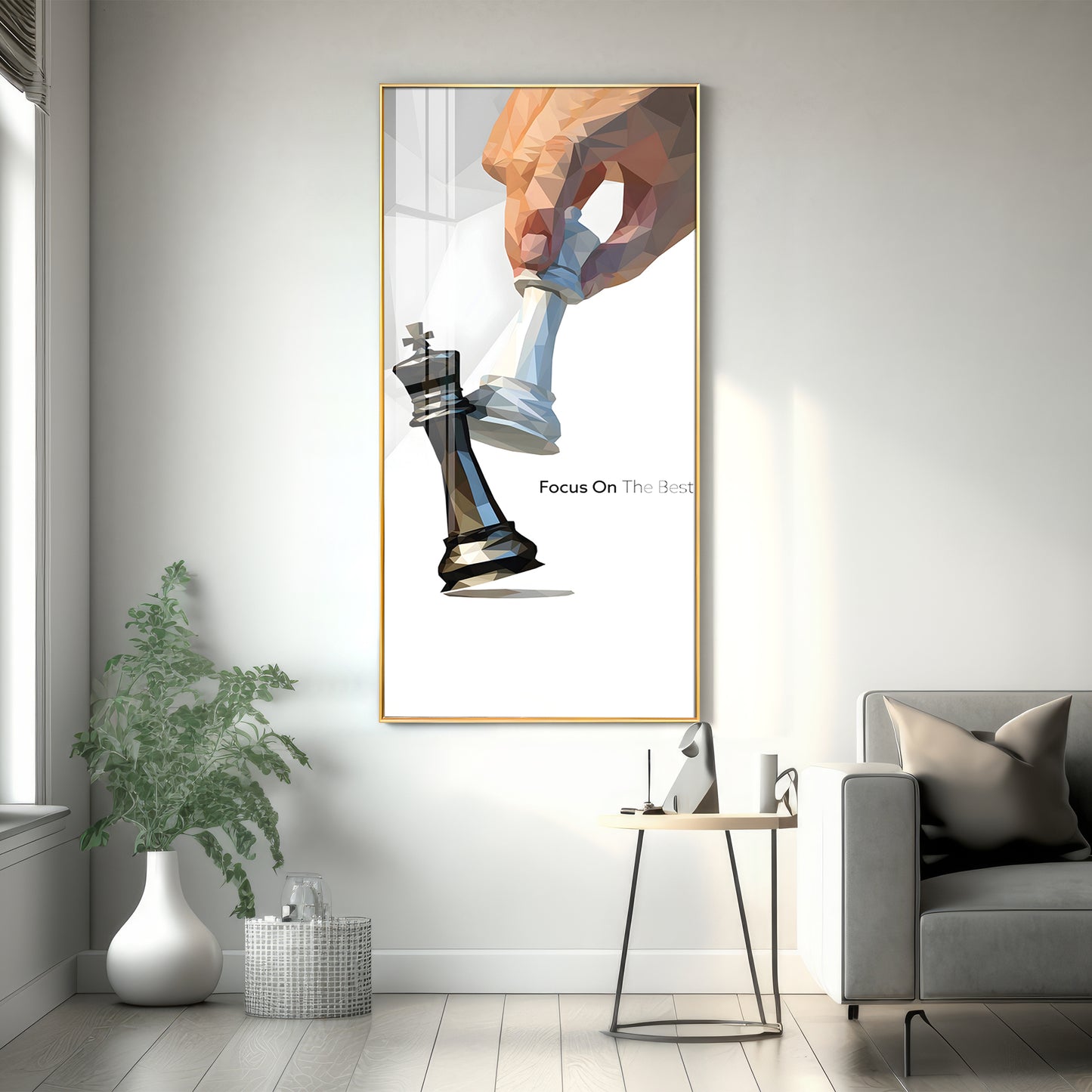 Focus On The Best Motivational Glass Finish Vertical Wall Art