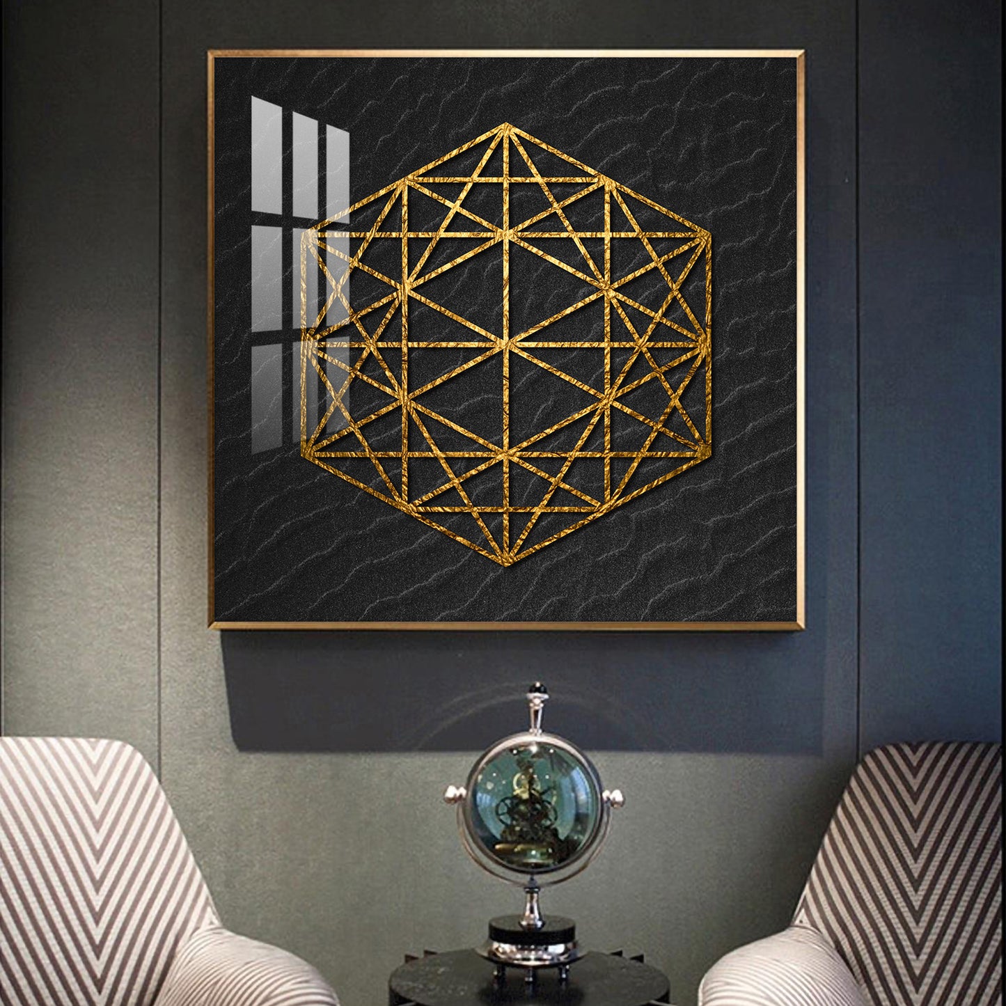 Geometric Elegance Glass Finish Square Wall Art