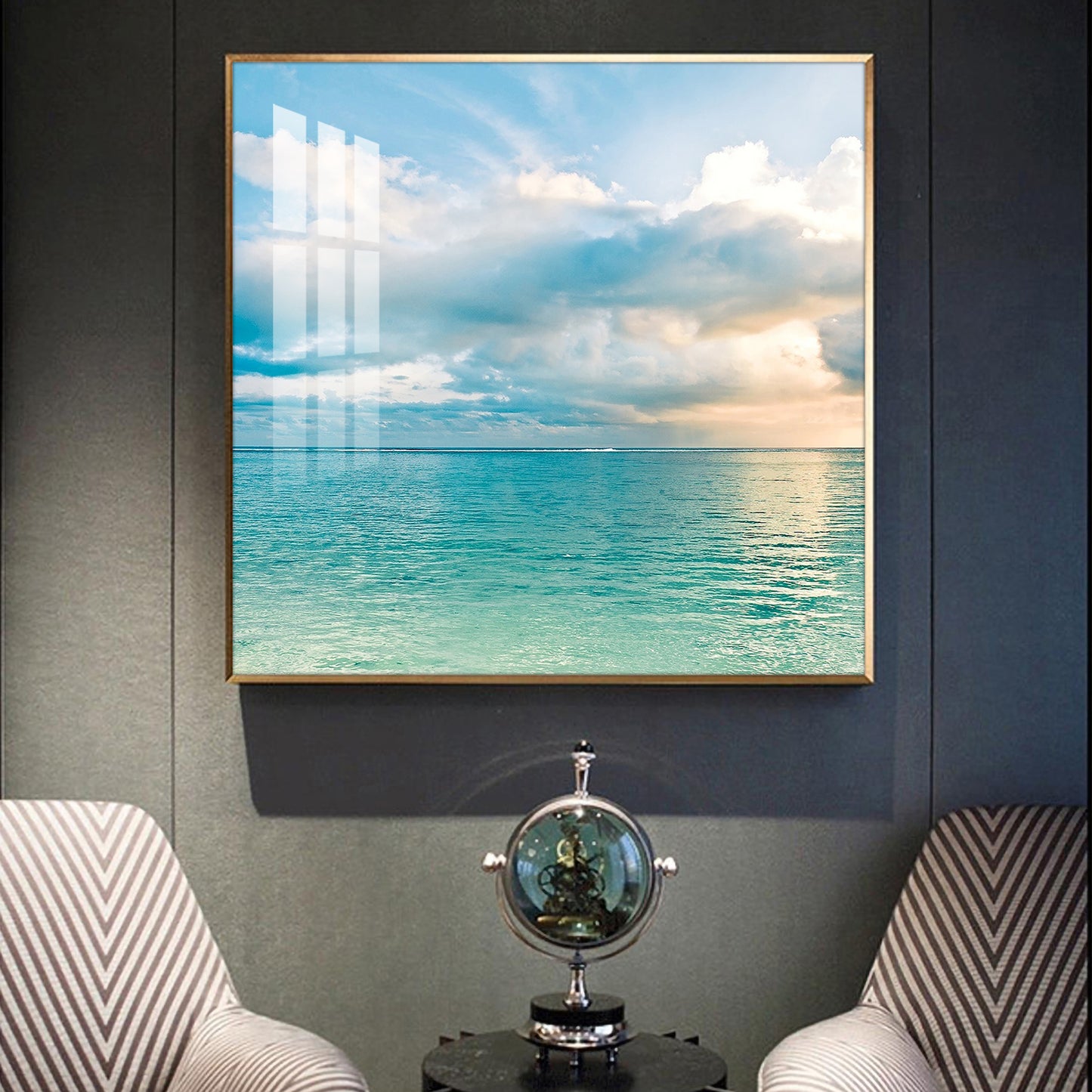 Celestial Ocean Glass Finish Square Wall Art