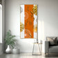 Orange And White Elegance Glass Finish Vertical Wall Art