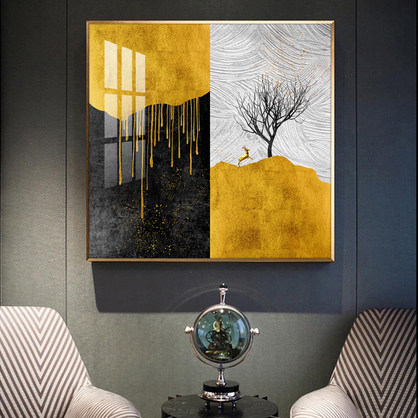 Majestic Tree Glass Finish Square Wall Art