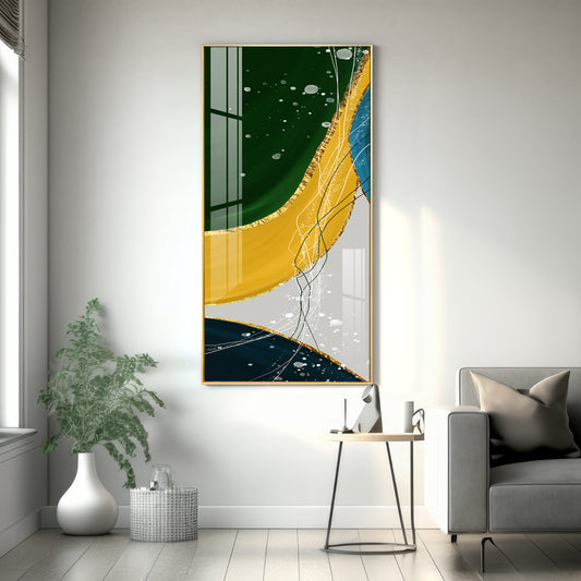 Chic Abstraction Glass Finish Vertical Wall Art