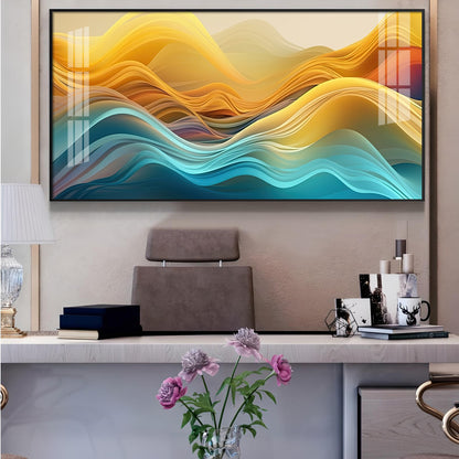 Waves Elegance Glass Finish Horizontal Wall Art