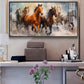 Jungle Running Horses Vastu Glass Finish Horizontal Wall Art