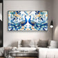 Two Peacock Looking Each Other Glass Finish Horizontal Wall Art
