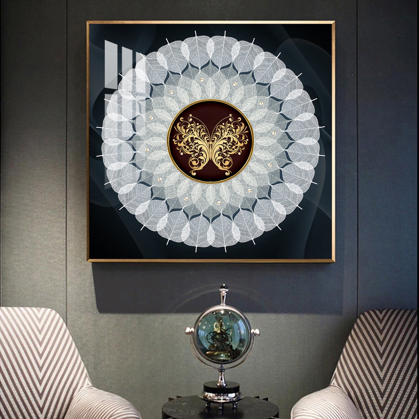 Celestial Flutter Glass Finish Square Wall Art