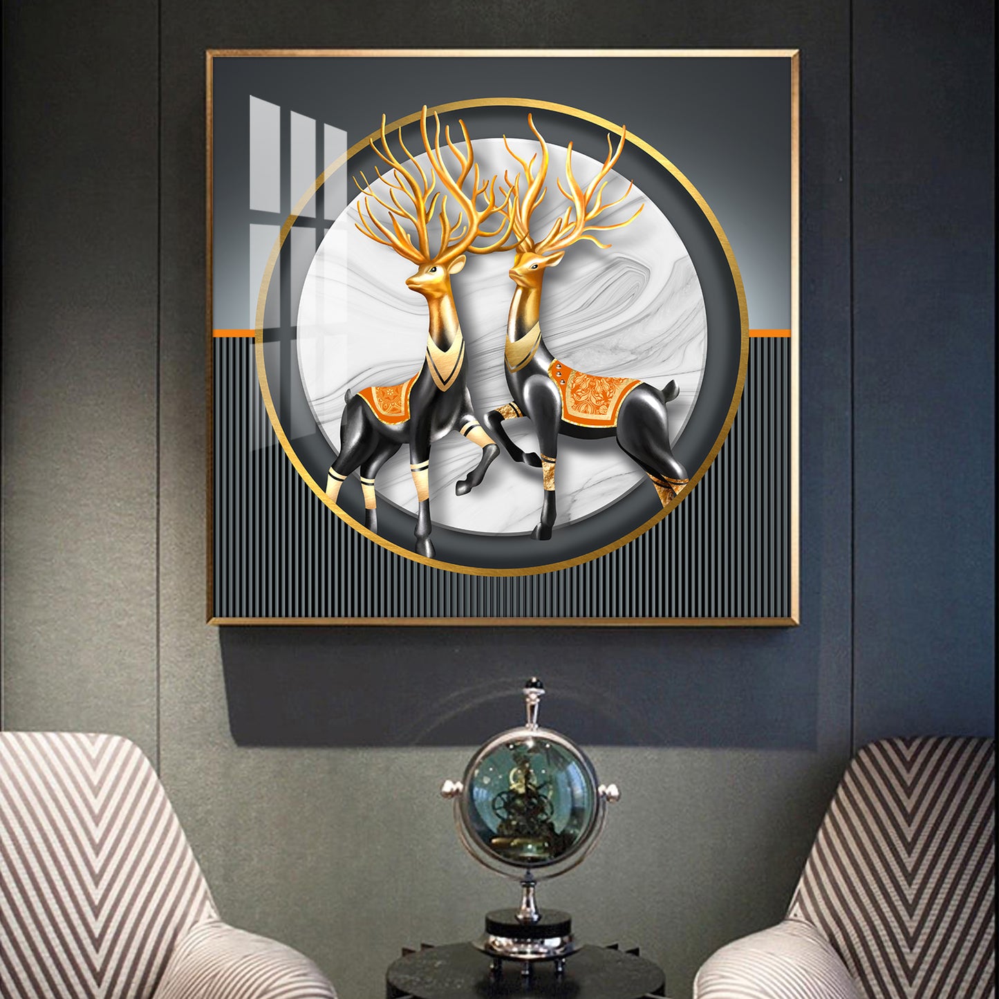 Deer in Unity Glass Finish Square Wall Art