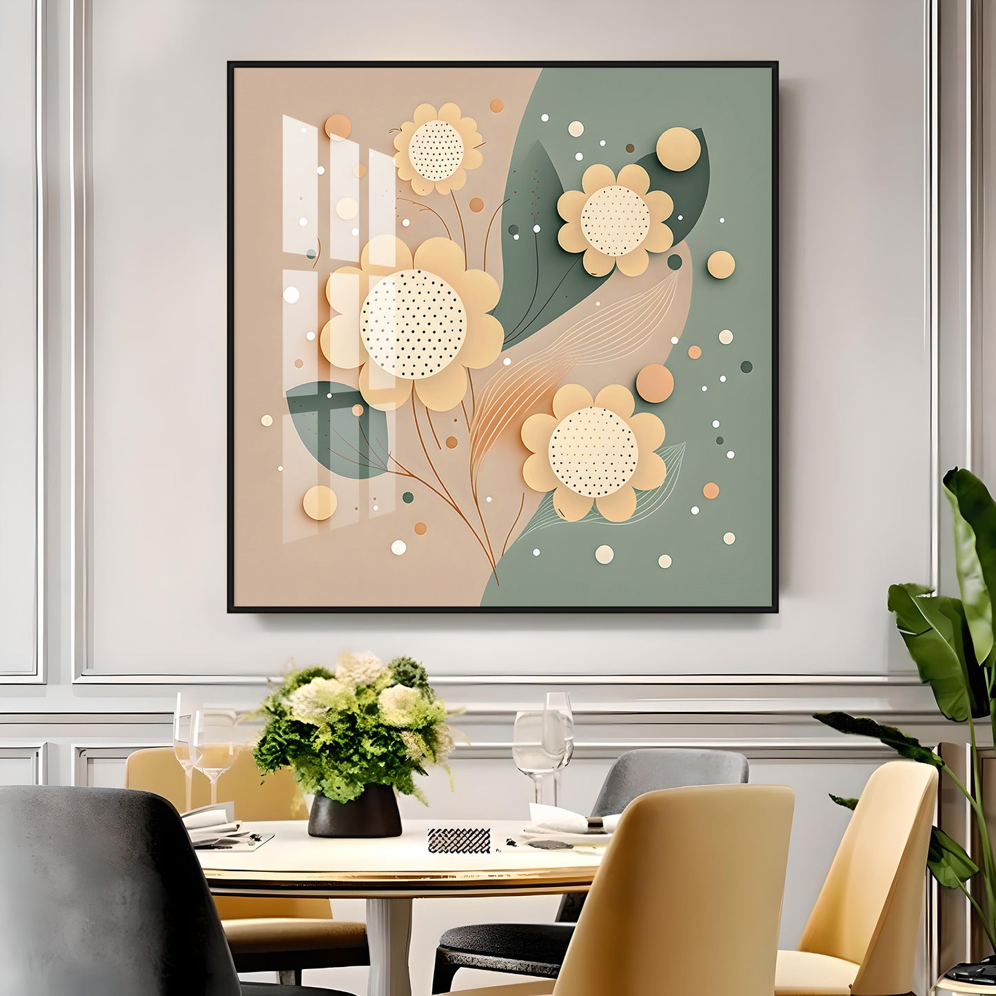 Petal Palette Glass Finish Square Wall Art
