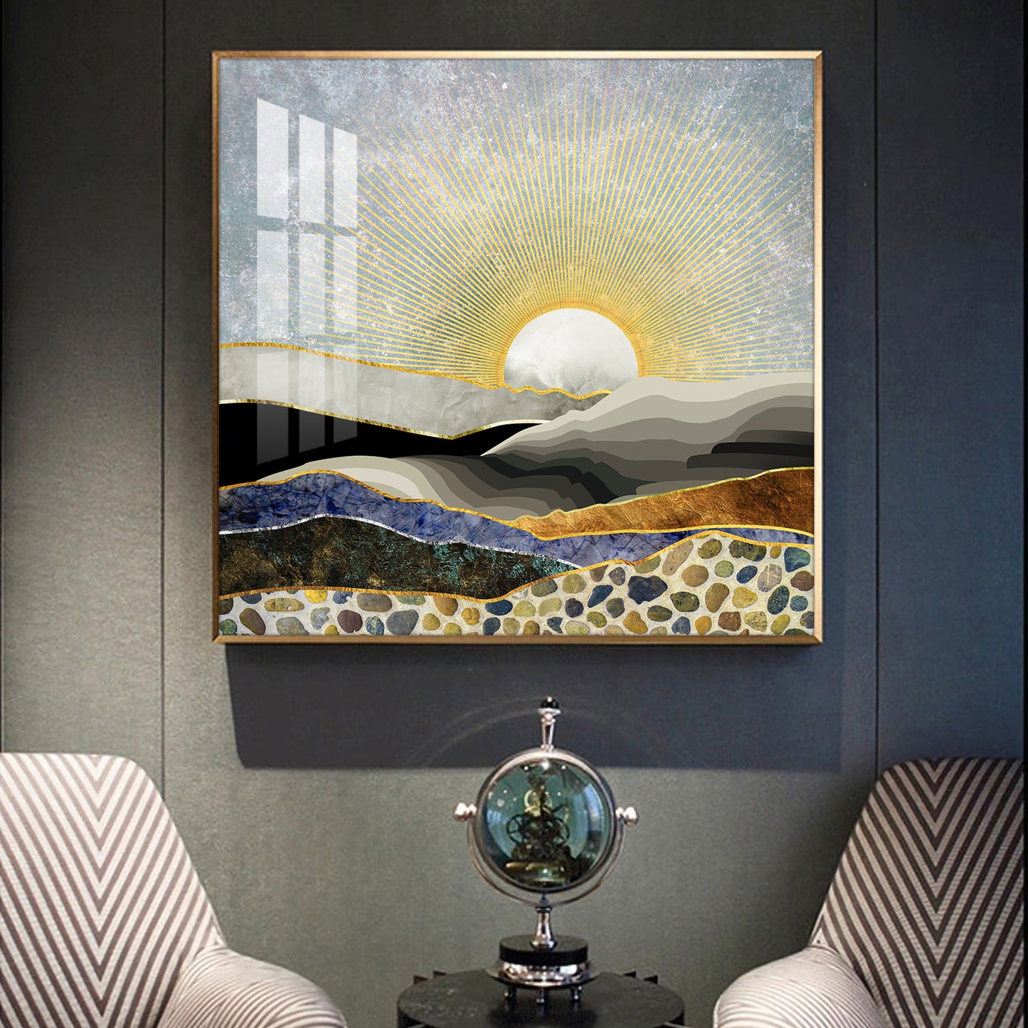 Evening Glow Glass Finish Square Wall Art