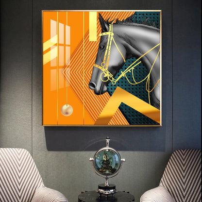 Luxe Horse Glass Finish Square Wall Art