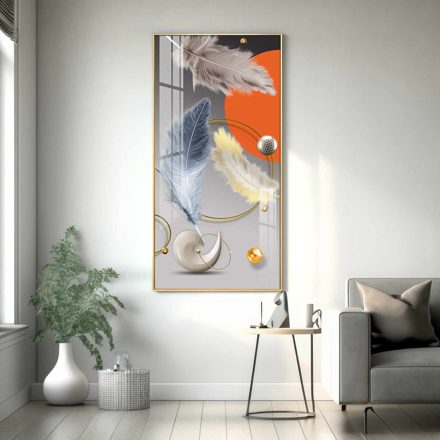 Shellscape Art Glass Finish Vertical Wall Art