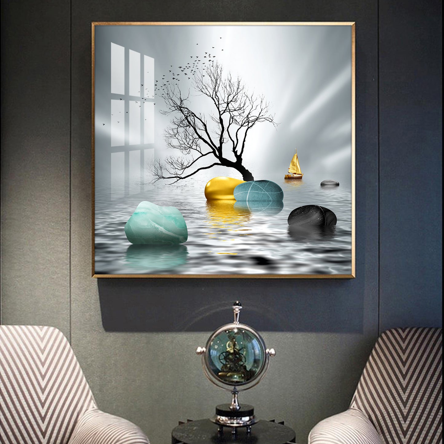 Tranquil Haven Glass Finish Square Wall Art