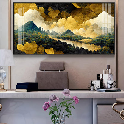 Golden Skies Glass Finish Horizontal Wall Art