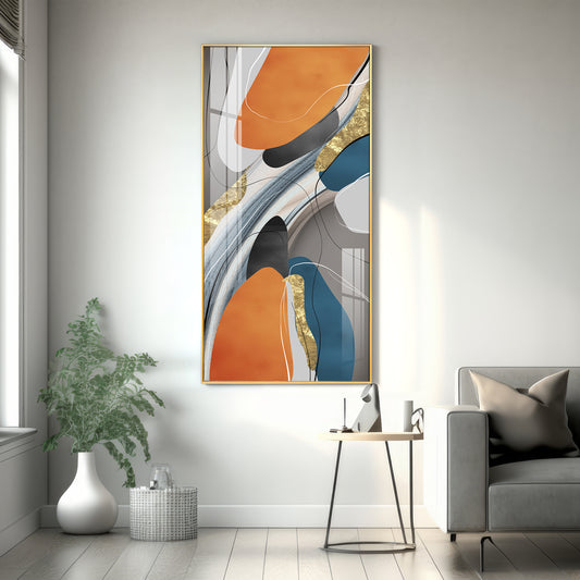 Vivid Abstraction Glass Finish Vertical Wall Art