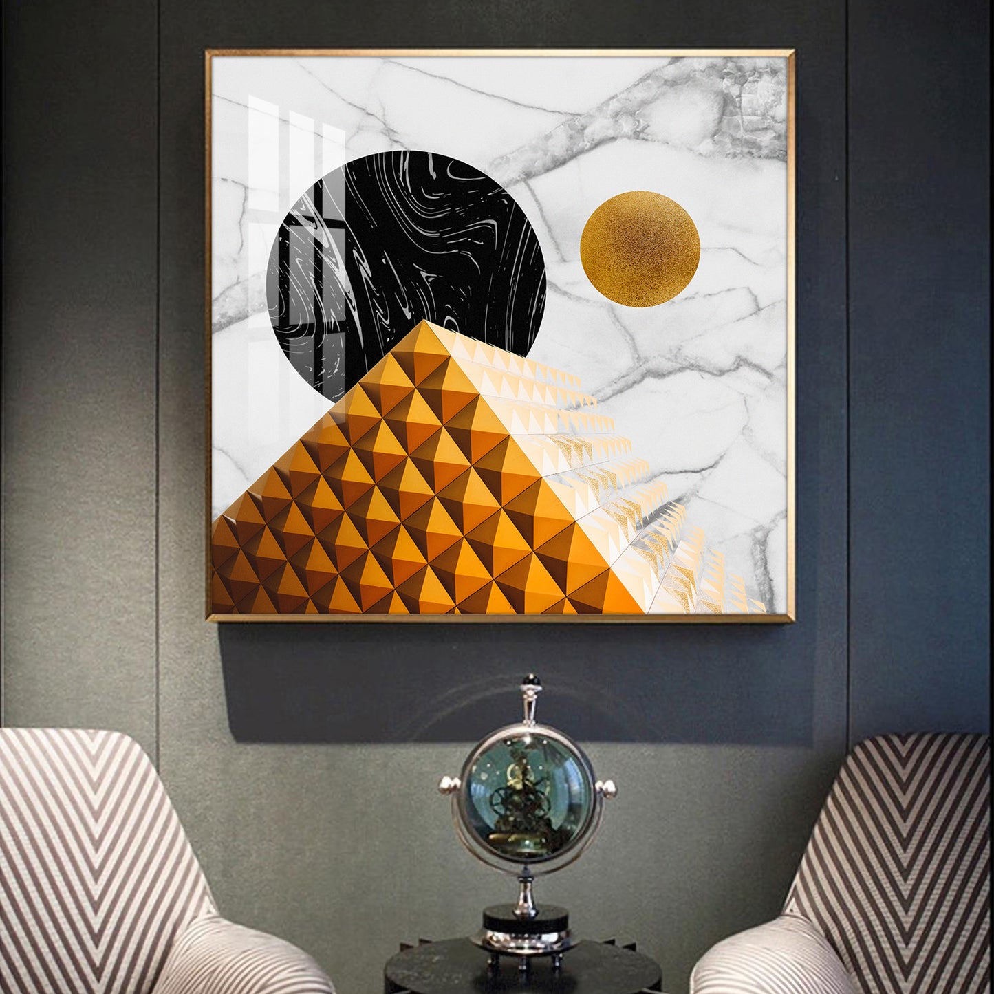 Luxe Sphere Glass Finish Square Wall Art